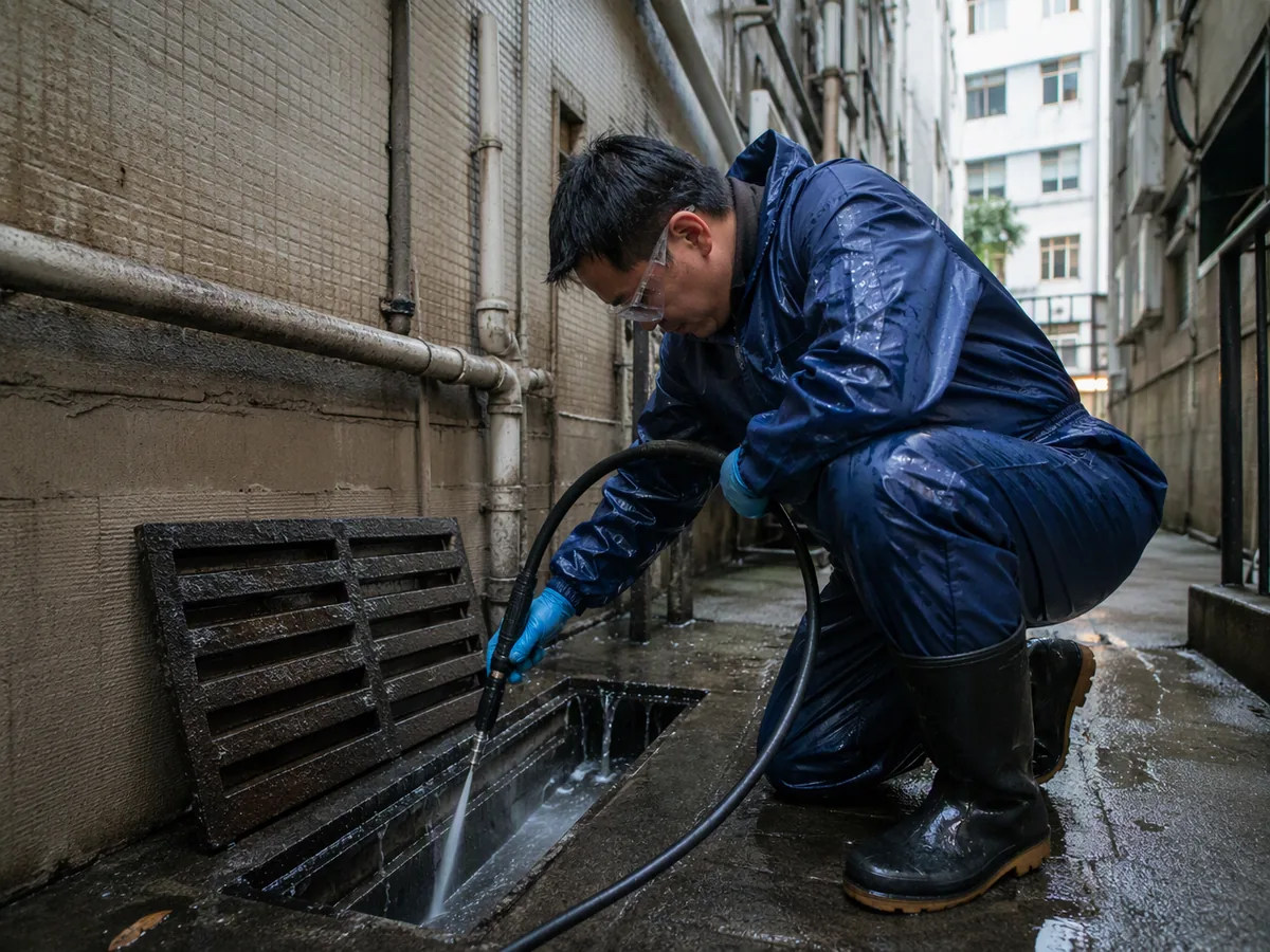 高壓通渠:以高壓水柱清洗管壁油脂